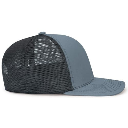 Pacific Headwear Contrast Stitch Trucker Pacflex Snapback Cap - color: Graphite/Black/Graphite