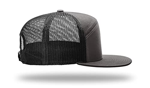 Richardson 168 Hi-Pro 7 Panel Adjustable Snapback Trucker Mesh Back Cap - color: Charcoal/Black