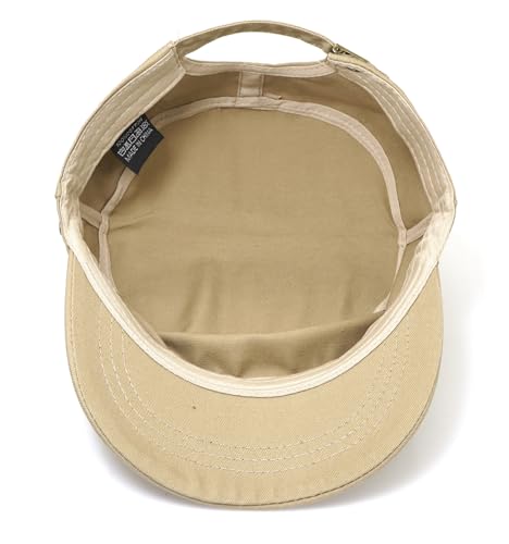 Unisex Flat Top Military Cadet Cap Outdoor Sun Hat - color: Square Label Khaki