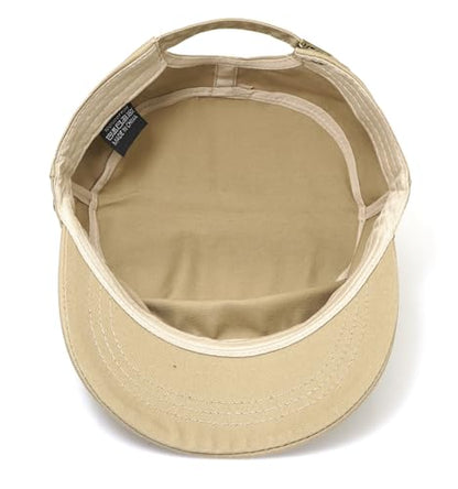 Unisex Flat Top Military Cadet Cap Outdoor Sun Hat - color: Square Label Khaki