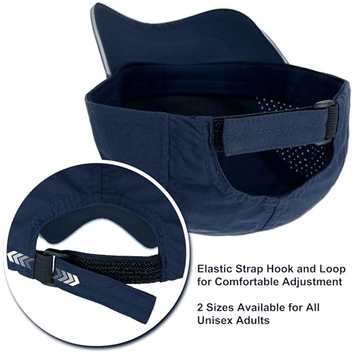 Lightweight Running Hat Breathable Mesh Cap Reflective Brim - color: Navy, size: X-Large-XX-Large