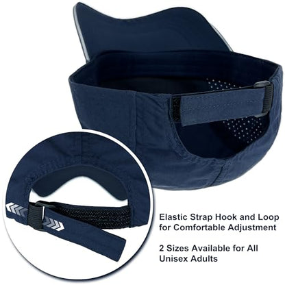 Lightweight Running Hat Breathable Mesh Cap Reflective Brim - color: Navy, size: X-Large-XX-Large
