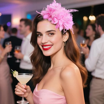 Pistha Womens Fascinators Hats Tea Party Hats Headband for Women Dresses - color: Pink