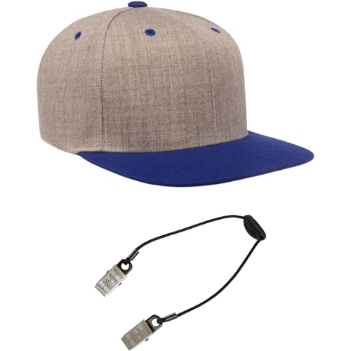 Yupoong Classics 6089 Wool-Blended Snapback Cap Bundle w/Cap Catcher - color: Heather/Royal