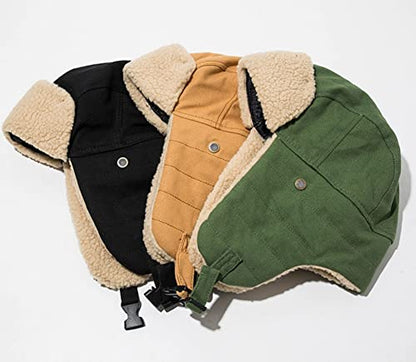 Unisex Winter Hats with Ear Flaps Cotton Trapper Hat Aviator Windproof Ski Cap Buckle Closure Ushanka Outdoor - color: A-blue