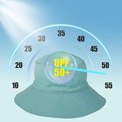 Baby Sun Hat Toddler Beach Swim Hats UPF 50+ Summer Bucket Hat Kids Infant Wide Brim Adjustable Sun Hat for Baby Boy Girls - color: Turquoise, size: 0-6 Months
