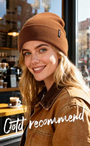 FURTALK Beanie Hat for Men Women Winter Hats for Women Men Soft Warm Unisex Cuffed Beanie Knitted Skull Cap - color: Ad-dark Orange