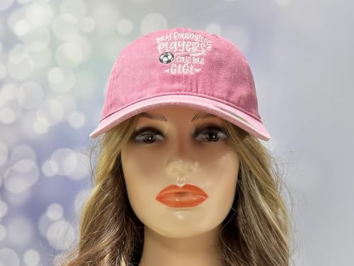 Adjustable Embroidery Hat for Men Women, Gift Baseball Cap for Adult - color: Soccer Gigi (Washed Pink)