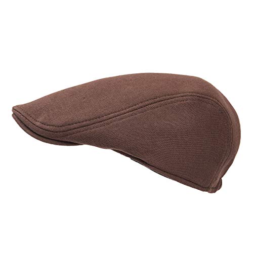 FEINION Men Cotton Newsboy Cap Soft Fit Cabbie Hat - color: Brown