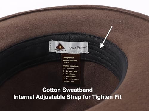 Home Prefer Wool Fedora Hat with Band Wide Brim Panama Hat for Men Women - color: Coffee, size: 7 1/8-7 1/4