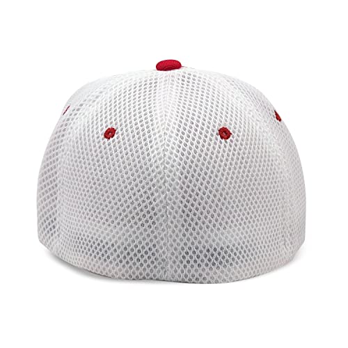 [2 Pack] Hybrid Stretch-Fitted Trucker Cap, Baseball Cap with Air Mesh - color: 2pk Red/White (Air Mesh), size: Large-X-Large