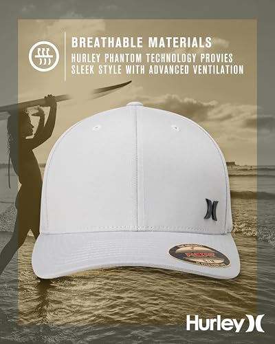 Hurley Mens Curved Brim Flexfit Baseball Cap - color: Cool Grey, size: Small-Medium