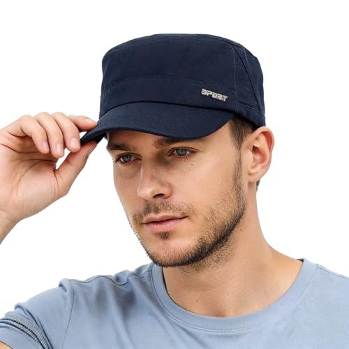 Unisex Cadet Army Cap Military Flat Top Hat for Men Women - color: Navy Blue