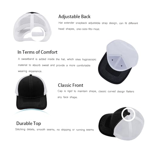 ZH 12 Pack Mesh Trucker Hats, Bulk Baseball Caps for Men and Women, Trucker Cap Wholesale - color: Black-white
