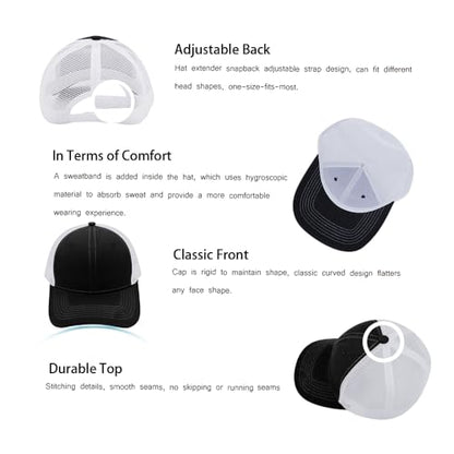 ZH 12 Pack Mesh Trucker Hats, Bulk Baseball Caps for Men and Women, Trucker Cap Wholesale - color: Black-white