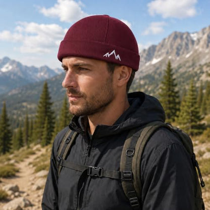 Outdoor Brimless Hat for Men Women, Adjustable Rolled Cuff Skull Cap - color: 2#burgundy