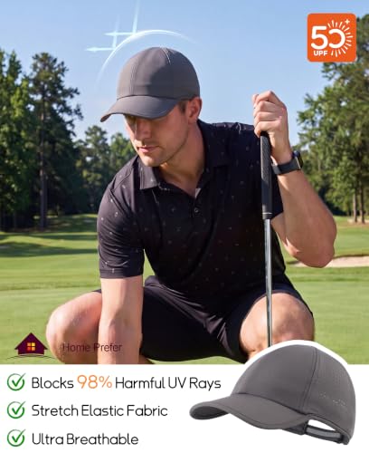 Home Prefer UPF50 Sun Hat for Men Women Reflective Water Repellent Quick Dry Baseball Cap Golf Running Outdoor Sport Hat - color: Dark Grey, size: Large