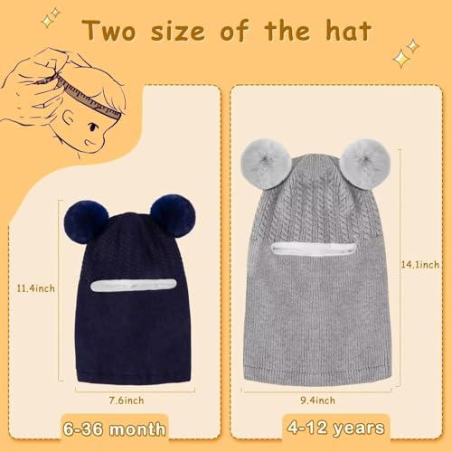 Baby Winter Hat Scarf Set 2 Pack, Toddler Beanie Hats Girl Boy with Neck Warmer, Beanie for Kids Knit Warm for Cold Weather - color: Yellow&red