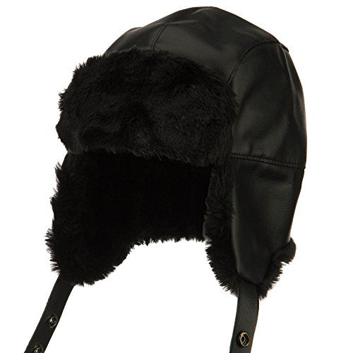 Broner Mens Vinyl Trooper Aviator Cap Hat - size: X-Large-XX-Large