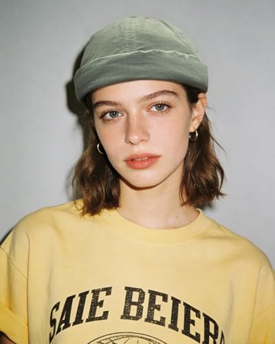 CLAPE Cotton Brimless Hat Fisherman No Visor Skull Beanie Docker Leon Harbour Hat Roll-up Edge Hip hop Hats - color: Gd43-green