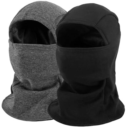 ZUMULIAN Balaclava Ski Mask for Adult, Full Face Mask Winter Fleece Thermal Cold Weather Outdoors Cover for Men Women 2 Packs - color: Black+dgray