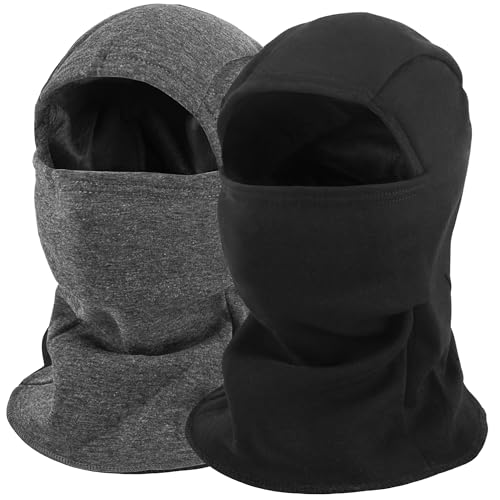 ZUMULIAN Balaclava Ski Mask for Adult, Full Face Mask Winter Fleece Thermal Cold Weather Outdoors Cover for Men Women 2 Packs - color: Black+dgray