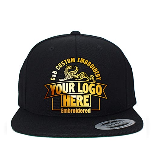 Custom Hat. 6089 Classic Snapback. Embroidered. Place Your Own Text/Logo - color: Black