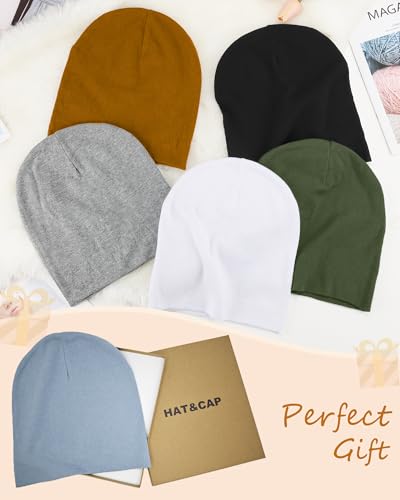 ROYBENS Thin 100% Cotton Beanie for Men Women Lightweight Slouchy Chemo Hat - color: 1pcs- Light Gray