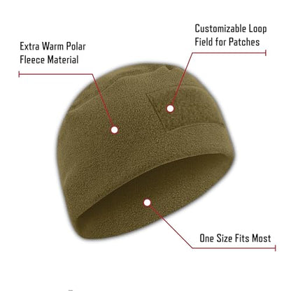 Rothco Tactical Watch Cap – Polar Fleece Beanie with Loop Field for Patches - color: Black