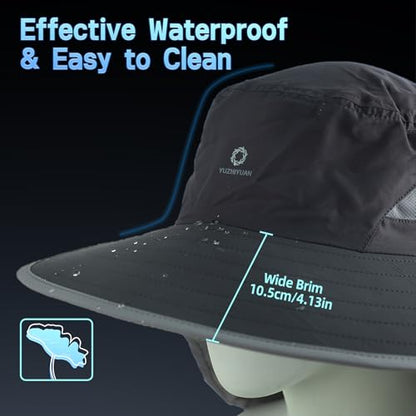 UPF 50+ Sun Hats for Men Women, Wide Brim & Face Neck Flap Fishing Hat, UV Protection Summer Hat for Fishing Hiking Outdoor - color: Dark Gray