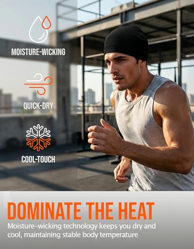 Sweat Wicking Skull Caps Cooling Helmet Liner Hat Running Beanie Cycling Skullcap Sleeping Cap for Men Women - color: Black Sets