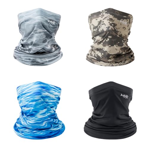 BASSDASH 4 Pack UPF 50+ UV Protection Neck Gaiter Sun Protector for Fishing Hunting Kayaking Hiking Cycling Outdoor - color: Collection a