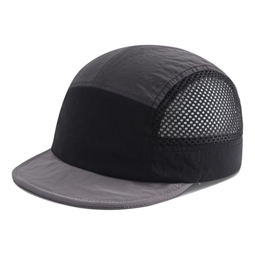 Soft Short Brim Hats Mens 5 Panel Baseball Cap Mesh Breathable Dad Hat Multi Color Running Hats Quick Dry Sports Cap - color: Mg-wcwmdym2536-black