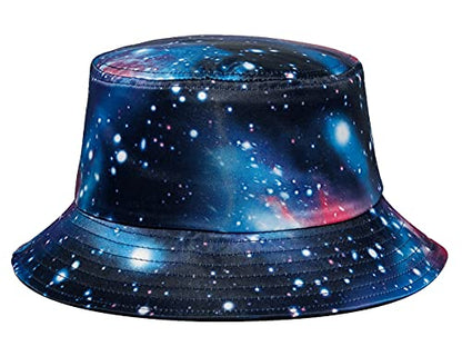 Quanhaigou Unisex Sun Hats, Fashion Beach Bucket Hat for Men Women,Summer Outdoor Boonie Cap Breathable Packable - color: Galaxy