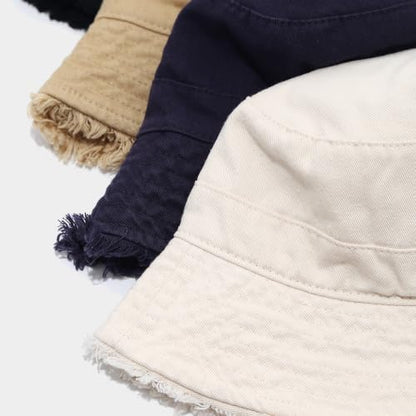 Quanhaigou Frayed Unisex Sun Hats, Fashion Beach Bucket Hat for Men Women,Summer Outdoor Boy's Girls Boonie Cap - color: Patchwork Khaki