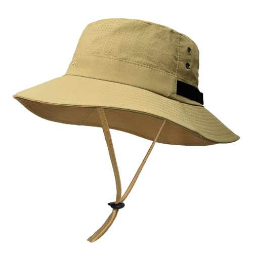 Sun Bucket Hat for Men Women Fishing Beach Safari Hats for Golf Hiking Hunting Outdoor UPF 50+ - color: Khaki