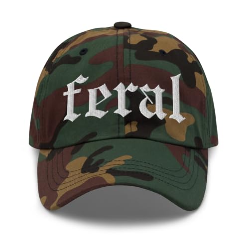 NX Feral Embroidered Curved Bill Cap Relaxed Fit Low Crown Adjustable Dad Hat - color: Green Camo