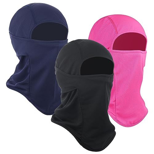 3 Pieces Balaclava Ski Mask -Winter Full Face Mask for Men Women Windproof Weather Outdoors Cover for Men Women Boys Girls - color: Black*navy*rosered
