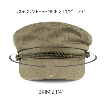 C.C Cotton Fisherman Cap for Women – Classic Fiddler Hat, Lightweight Breathable Cotton, Trendy Greek Fisherman Style - color: Cotton-olive