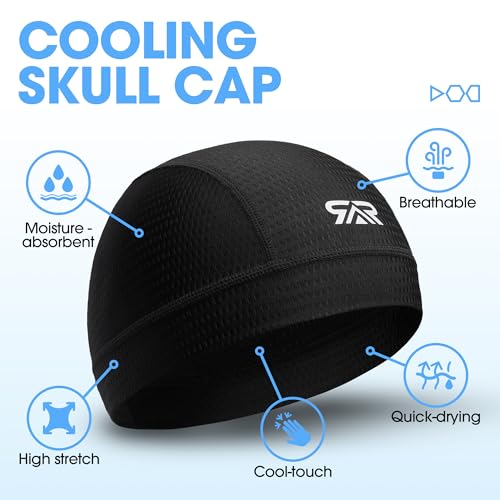 QINGLONGLIN Breathable Mesh Skull Cap Sweat Control HelmetLiner 2-Pack - color: Black + Black