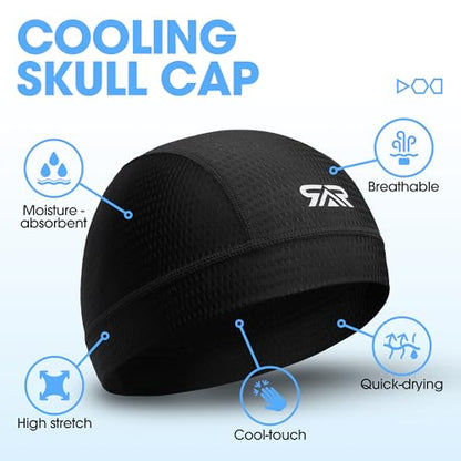 QINGLONGLIN Breathable Mesh Skull Cap Sweat Control HelmetLiner 2-Pack - color: Black + Black