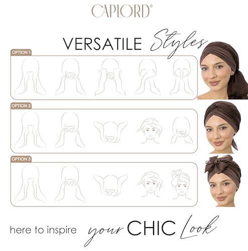 CAPLORD Chemo Headwrap for Women Turban Headwear for Cancer Patients Skull Cap Hair Loss Cover Lightweight Head Covering Hat - color: Brown Solid