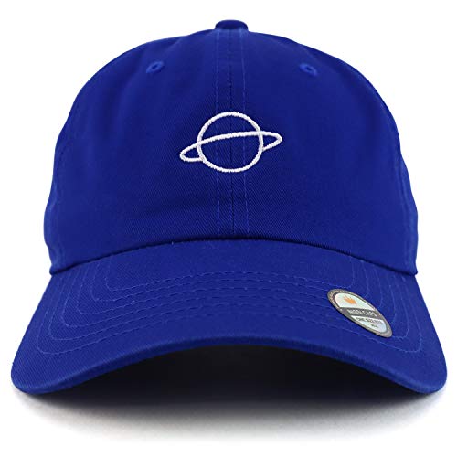 Trendy Apparel Shop Planet Embroidered Low Profile Soft Cotton Dad Hat Cap - color: Royal