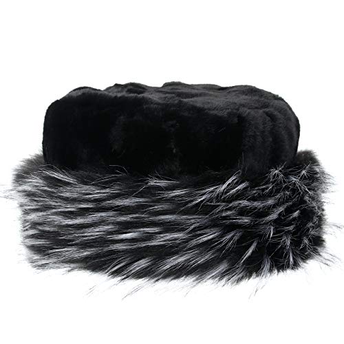 sy soul young Women's Leopard Faux Fur Hats Fluffy Bucket Hat Russian Style - color: Black&white