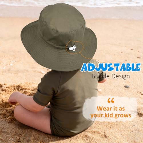 Baby Toddler Sun Hat,Boys Girls Adjustable Bucket Hat for Kids UPF 50+ Sun Protective Child Summer Beach Hats 0-5 Years - color: Gray & Army Green & Navy -3pcs, size: 2-5T