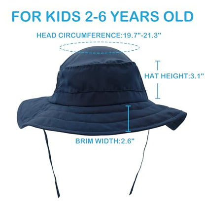 Connectyle Kids Sun Hat for Boys Girls Wide Brim Bucket Hat UPF 50+ Sun Protection Hat Breathable Summer Beach Hat - color: Deep Blue
