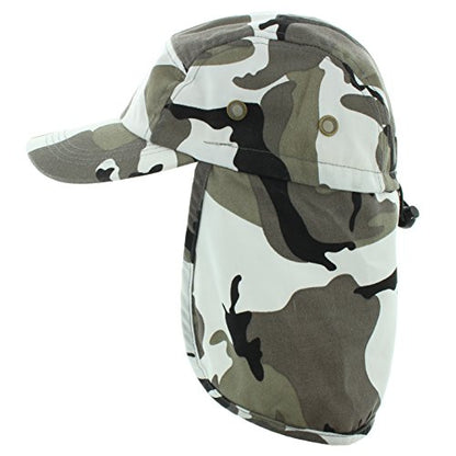 JFH 4 Panel Adjustable Outdoors Fishing Cap with Ear and Neck Flap Sun Cover Unisex - color: City Camo