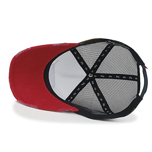 ililily NASA Meatball Logo Embroidery Baseball Cap Apollo 1 Patch Trucker Hat - color: Red & White - Premium, size: Large