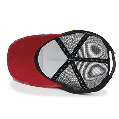 ililily NASA Meatball Logo Embroidery Baseball Cap Apollo 1 Patch Trucker Hat - color: Red & White - Premium, size: Large
