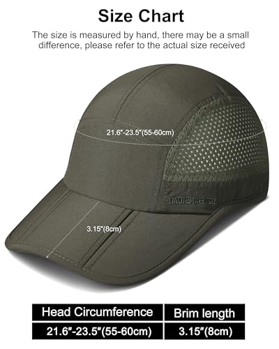 GADIEMKENSD Mens Folding Outdoor Hat Long Brim UPF 50+ Sun Protection - color: Folding Army Green